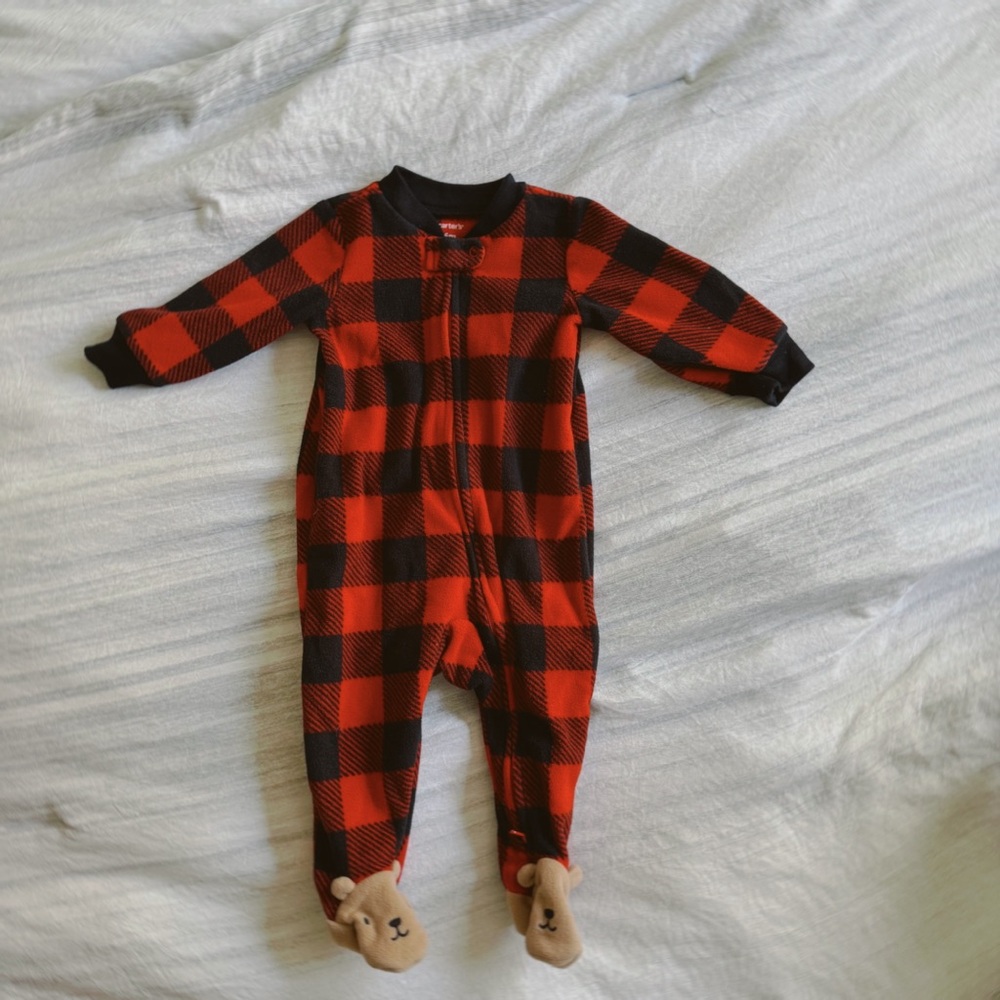 Carter's Cozy Red and Black Plaid Footies